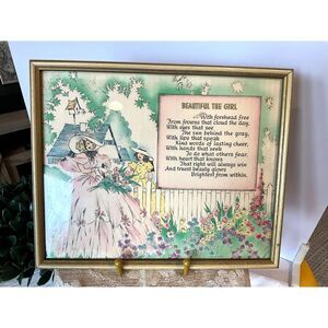 Framed Buzza Motto Print Beautiful The Girl Vintage Buzza print Rare Find
